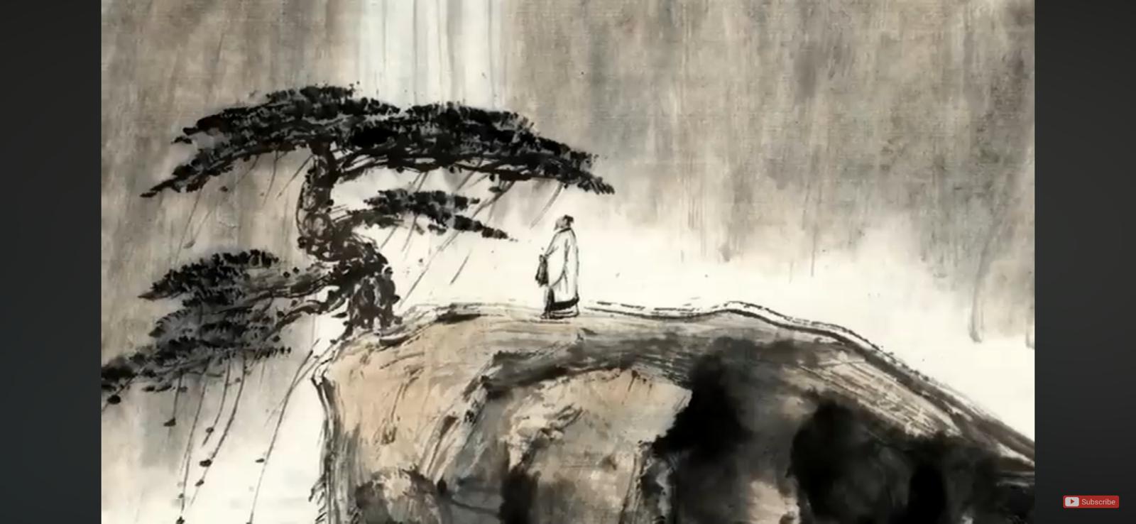 A mist-covered mountain landscape in the classical Chinese style